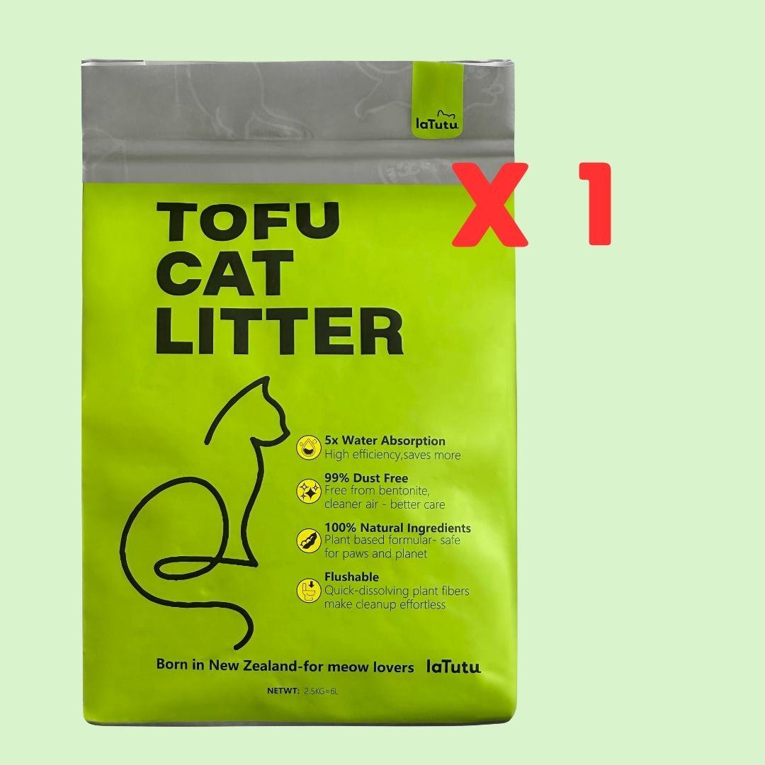 Latutu Nature Clumping Tofu Cat Litter 2.5KG/6L Flushable  Dust Free Plant -based Formula