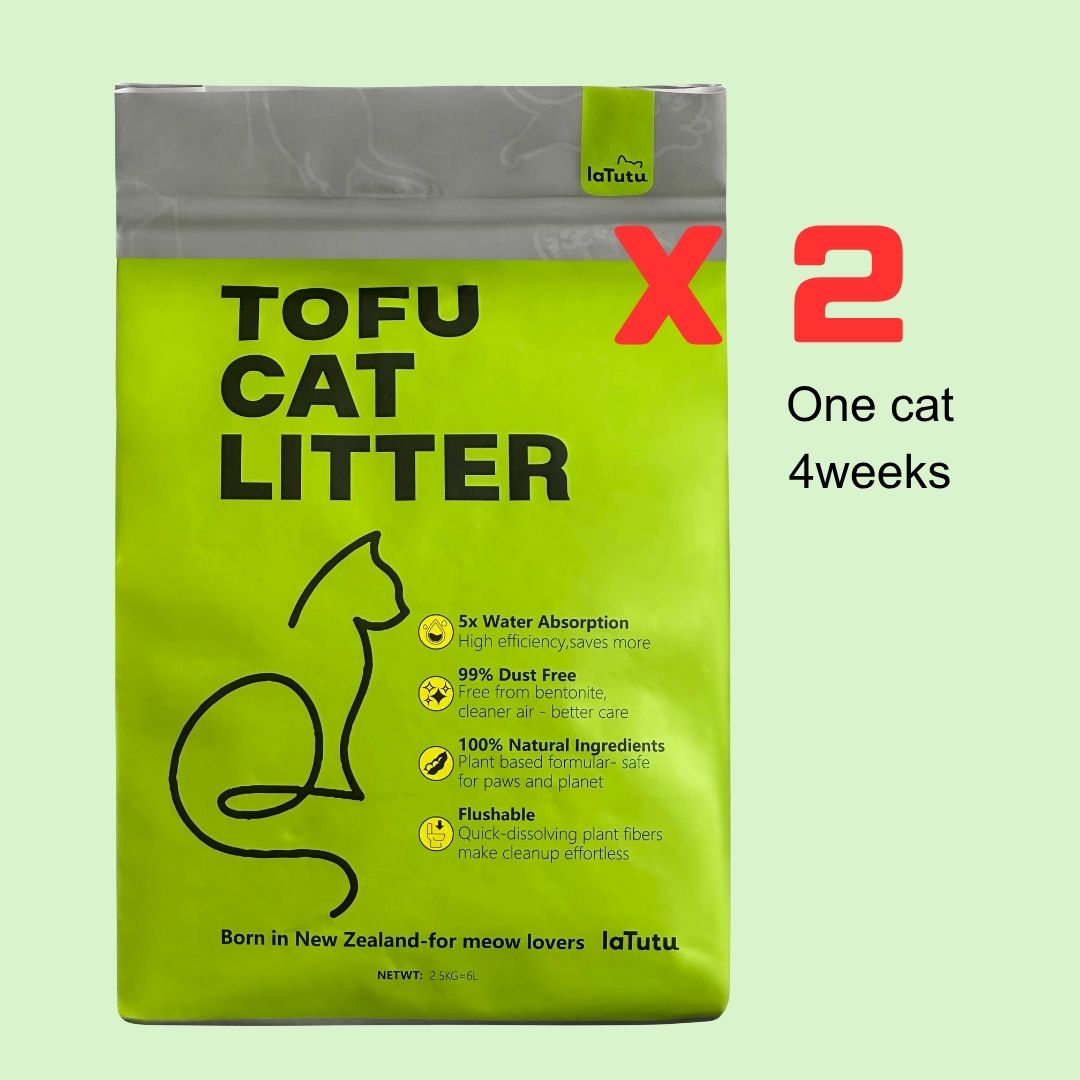 Latutu Nature Clumping Tofu Cat Litter 2.5KG/6L Flushable  Dust Free Plant -based Formula