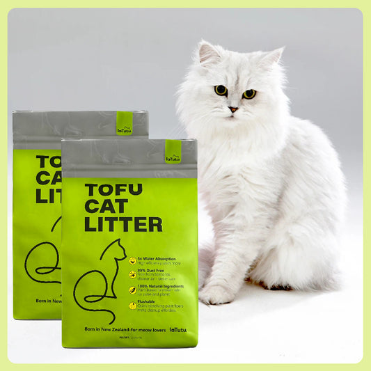 Latutu Nature Clumping Tofu Cat Litter 2.5KG/6L Flushable  Dust Free Plant -based Formula