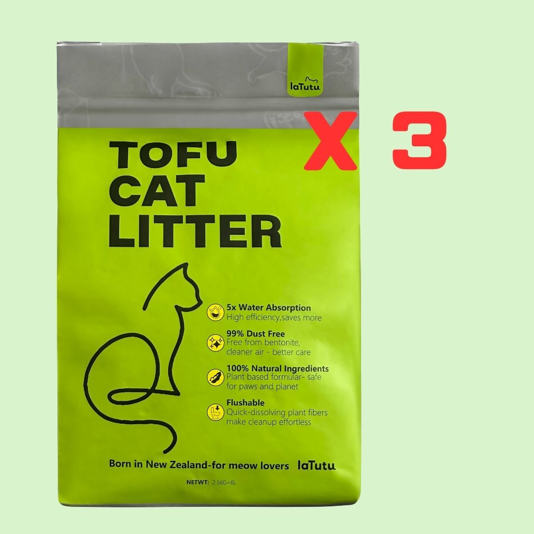 Latutu Nature Clumping Tofu Cat Litter 2.5KG/6L Flushable  Dust Free Plant -based Formula