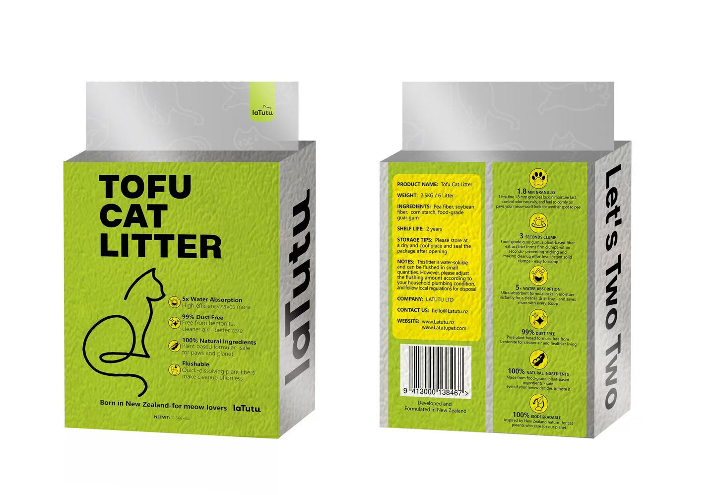 Latutu Nature Tofu Cat Litter 6L Dust Free Instant solid clumps Easy to scoop